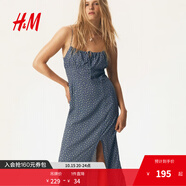 H&M2025秋季新款女裝吊帶連衣裙1296041 深藍色/花卉 XXS 150/76