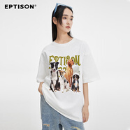 衣品天成夏季新品萌狗小分隊印花T恤寬松休閑潮牌oversize半袖 白色 160