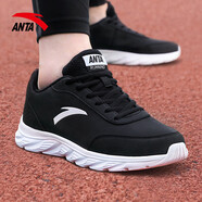 安踏（ANTA）運動(dòng)鞋男鞋秋季網(wǎng)面透氣跑步鞋男輕便軟底耐磨減震舒適戶(hù)外旅游鞋 【皮面】黑/安踏白5529-1 40 （男7）