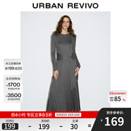 UR2025秋季新款女裝潮流假兩件綁帶收腰連衣裙UWJ750082 冷灰 (偏長) M