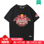 Supnba21紅牛墜山賽redbull rampageT恤衫男女運(yùn)動(dòng)夏季棉短袖 黑色3 M