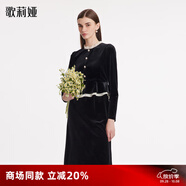 歌莉婭（GOELIA）絲絨連衣裙2025春裝新款洋氣歐若風(fēng)氣質(zhì)裙子小黑裙1BNR4K360 00B黑色 2XL