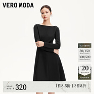 VEROMODA連衣裙女2025新款九分袖收腰純色小黑裙簡約百搭 黑色 170/88A/L