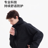 恩尚愛(ài)思【鳥(niǎo)家同款】25年新秋冬情侶防潑水保暖芙蓉格軟殼連帽沖鋒衣外套 黑藍 S 【105-120斤】