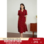 獨(dú)束大碼女裝法式小翻領(lǐng)連衣裙女夏季新款遮肉顯瘦雪紡裙子 紅色-長(zhǎng)款 M （尺碼：1）