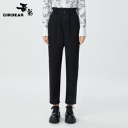 哥弟（GIRDEAR）女裝高腰錐形休閑老爹牛仔褲女1100244 黑 M(3碼)
