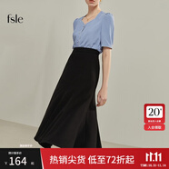 范思藍恩22FS2036法式分割魚尾半身裙女夏季新款A字高腰傘裙 黑色 XL