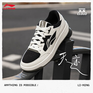 李寧（LI-NING）天跡男鞋夏季透氣減震回彈經(jīng)典休閑鞋AGCU095 乳白色/黑色-3 45