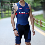 MI 小米椒連體騎行服西鐵三CITISUN鐵人三項游泳騎行跑步鐵三運 深藍 后拉鏈 XS