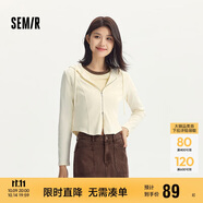 森馬（Semir）外套女短款修身顯瘦上衣秋裝正肩連帽針織夾克通勤101524108005