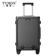 Tymon泰夢(mèng) 前開蓋多功能鋁框拉桿箱帶USB充電手機(jī)架旅行箱 深灰色 18英寸