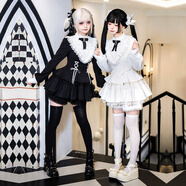 WITH PUJI【Doki】withpuji原創(chuàng  )設計甜酷荷葉擺op/帶口袋短褲雙子lolita 黑色短袖op 現貨 M