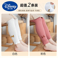 迪士尼（Disney）女童打底褲春秋薄款兒童褲子純棉外穿女寶寶九分褲夏白色連褲襪 白色+粉色【9分蝴蝶結兩條裝】適 XS 碼 0-1歲身高65-80cm