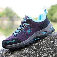 駱駝九龍美國真皮戶(hù)外登山鞋女防水防滑徒步鞋透氣休閑運動(dòng)鞋女旅游鞋 9628紫色 37