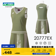 YONEX尤尼克斯羽毛球服大賽連衣裙2024秋冬女士無袖網(wǎng)球裙子VC速干吸汗 20777EX大賽連衣裙淺橄欖色 L