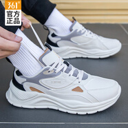 361°男鞋運動(dòng)鞋男秋季跑步鞋網(wǎng)面男士軟底健身跑休閑鞋子男七夕禮物 燕麥奶/鋅鐵灰 (革面) 43