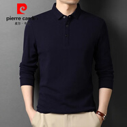 皮爾卡丹（pierre cardin）【5萬(wàn)+已加購】高端長(cháng)袖t恤男士中年商務(wù)休閑上衣寬松翻領(lǐng)polo 衫 88301藏青色【冰涼透氣不起球】 L 170建議110-130斤