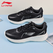李寧（LI-NING）運(yùn)動(dòng)跑步鞋男秋季新款FLEX舒適輕便減震耐磨回彈運(yùn)動(dòng)健身跑鞋 黑色/云霧白【SOFT】 41.5