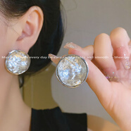 初享（CHUXIANG）復古耳環(huán)女港風(fēng)氣質(zhì)歐美輕奢小眾設計感耳飾夸張新中式耳夾 925銀針--不規則寶石耳釘(AA1011