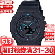卡西歐（CASIO）G-SHOCK街頭軍事系列八角形農家橡樹(shù)炭纖維防水運動(dòng)日韓表送男友 極光藍GA-2100-1A2
