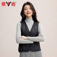 雅鹿2025新款輕薄羽絨馬甲女反季特價(jià)短款內膽內外穿保暖秋冬季馬夾潮 黑色 XL 推薦120-130斤