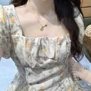 GOCHIEI法式甜美泡泡袖碎花連衣裙女2025新款春夏小眾設(shè)計(jì)感氣質(zhì)收腰長(zhǎng)裙 連衣裙海邊度假連衣裙女夏2023新 65/70kg/XXL