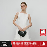 范思藍(lán)恩ECHO輕奢系列醋酸花瓣釘珠連衣裙2025夏新款小白裙2004 純凈白 XS
