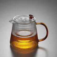 詩米樂玻璃茶壺耐高溫加厚茶水分離家用2025新款高硼硅燒水壺 條紋850ML壺【木紐】 901mL(含)-1L(含)
