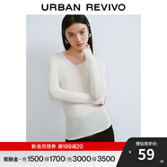 UR秋季新款女裝簡(jiǎn)約基礎(chǔ)百搭休閑修身V領(lǐng)針織衫UWB940008 象牙白 L