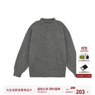 BODYDREAM亨利領(lǐng)毛衣男款冬季可機洗毛線衫慵懶高級中性風針織衫 深灰色 （偏大一碼） M