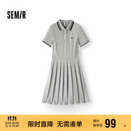 森馬（Semir）[商場同款]連衣裙女撞色polo領夏季2025學院風百褶裙101325114051