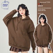 JEANSWEST CLUB真維斯連帽衛衣女加絨加厚秋冬女生外套休閑中長(cháng)款百搭寬松帽衫