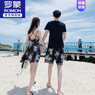 羅蒙（ROMON）三亞海邊蜜月度假旅游沙灘情侶夏裝一男一女套裝裙子短袖短褲衣服 6660# 女L