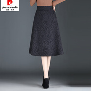 皮爾卡丹2026新款新款黑色半身裙冬裙裙子女秋冬提花大擺裙字中長(cháng)款短裙傘 黑色 （裙長(cháng)66cm） M 腰圍2尺