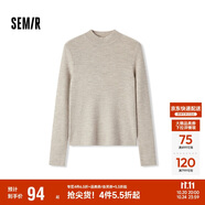 森馬（Semir）毛衣女冬季舒適緊身半高領(lǐng)正肩純色羊毛衫顯瘦打底衫101724107003
