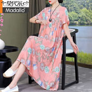 莫代爾棉綢睡裙女夏天胖媽媽連衣裙加肥加大寬松大碼200斤遮肚棉裙子 棉質(zhì)14號色 XL 建議100-125斤