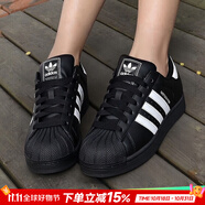 阿迪達(dá)斯（adidas）三葉草男鞋女鞋 25秋新款貝殼頭情侶款運(yùn)動(dòng)鞋子時(shí)尚休閑防滑板鞋 大童鞋/黑/貝殼頭/偏大 SUPERSTAR II 36.5 內(nèi)長(zhǎng)225mm