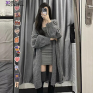 蝶嬌諾（DIEJIAONUO）連衣裙子秋季女茶系穿搭女套裝純欲風(fēng)辣妹初戀溫柔慵懶風(fēng)超仙顯瘦 A123開(kāi)衫+吊帶裙 XL