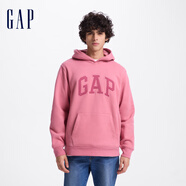 GAP男女裝碳素軟磨抓絨字母logo連帽衛(wèi)衣上衣609116 粉色 165/84A(XS) 亞洲尺碼