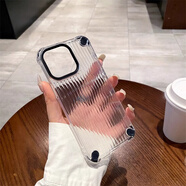 尹尚瓦楞紋透明適用iPhone16pro手機殼蘋(píng)果15簡(jiǎn)約高級感14promax行李箱紋13pro防滑15promax男女保護套 【透明黑邊】四角防摔瓦楞條紋軟殼 iPhone 11 Promax