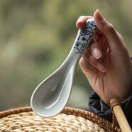 和風(fēng)四季釉下彩廚具個(gè)性創(chuàng  )意日式餐具手繪陶瓷勺調羹勺子小飯勺大湯勺湯匙 青花小號瓷勺(14*4cm)單個(gè)