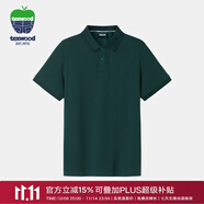 texwood蘋果純棉短袖男商務(wù)休閑襯衫T高爾夫夏裝POLO衫中青年百搭上衣T恤 墨綠 輕薄 M 【匹馬棉】170/92A