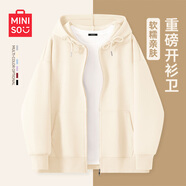 名創(chuàng  )優(yōu)品（MINISO）2025新款秋季女裝美式衛衣女連帽寬松開(kāi)衫外套運動(dòng)休閑氣質(zhì)針織衫 奶白(純色) S 155 (名創(chuàng  )優(yōu)品 品質(zhì)保證)