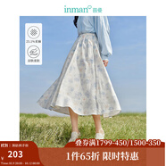 茵曼（INMAN）法式碎花高級感2025夏女新款休閑中長吊帶連衣裙子 白底藍(lán)花半身裙-18412674 XL