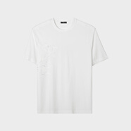 格度佐致GDZS格度品牌男裝專柜2024春夏新款圓領(lǐng)刺繡休閑短袖t恤男潮 白色 L 180/X