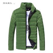 快樂嘉人 青年時(shí)尚立領(lǐng)棉服男 保暖棉衣男士冬季加厚外套男簡約修身小棉襖 軍綠色 XL