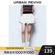 UR2025春季新款女撞色線(xiàn)拼接木耳邊超寬松花苞半裙UYU550034 米白 (偏短有內襯) M (M-L)