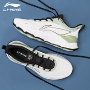 李寧（LI-NING）男鞋運動(dòng)鞋輕羽跑步鞋夏新款回彈減震低幫大網(wǎng)面透氣休閑慢跑鞋 標準白/淥波綠（越影） 43