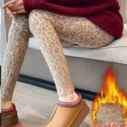 現寶蓮腰加絨芭比底褲冬季外穿高鯊魚(yú)水貂加厚保暖豹紋瘦小彈力緊 卡其色 單打底褲高品質(zhì) 均碼