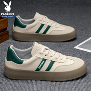 花花公子（PLAYBOY）板鞋男鞋2025秋季鞋子男士休閑鞋時(shí)尚百搭運動(dòng)鞋綠色40
